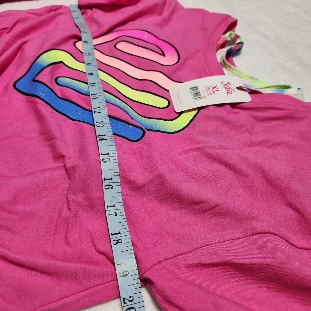 Justice Sweatshirt For Girls Pink Size XL Crop Logo Graphic with Tie Dye Bra